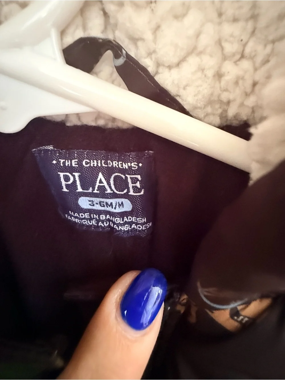 The Children's Place Sherpa-Lined Coat in Black with Cream Lining - Picture 2 of 4